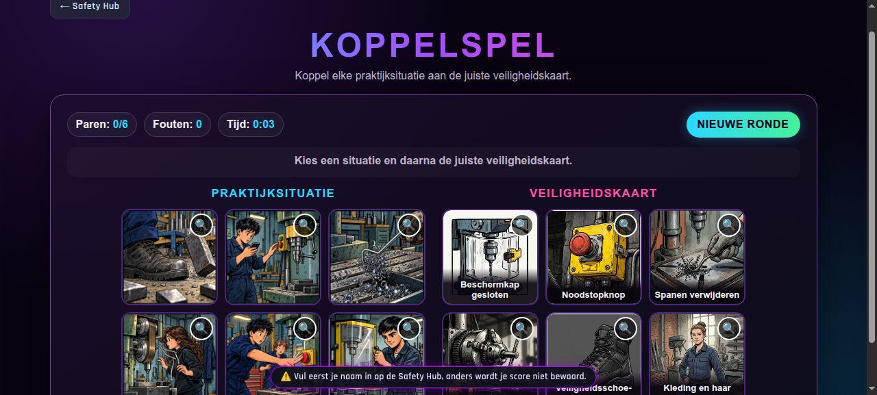 Het koppelspel: echte werkplaatssituaties aan het juiste pictogram koppelen